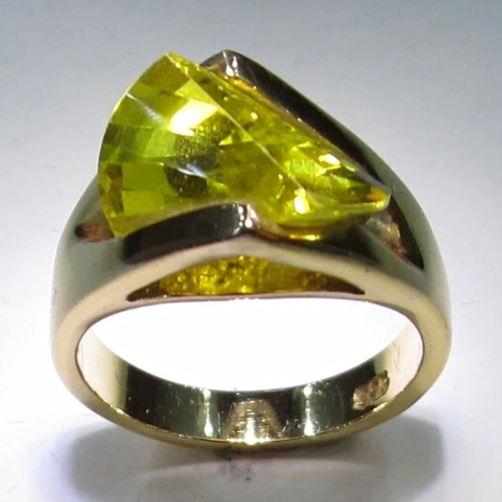925 Silver Tension Trillion Yellow Stone Ring Size 9 laguna wave ring gem mounta